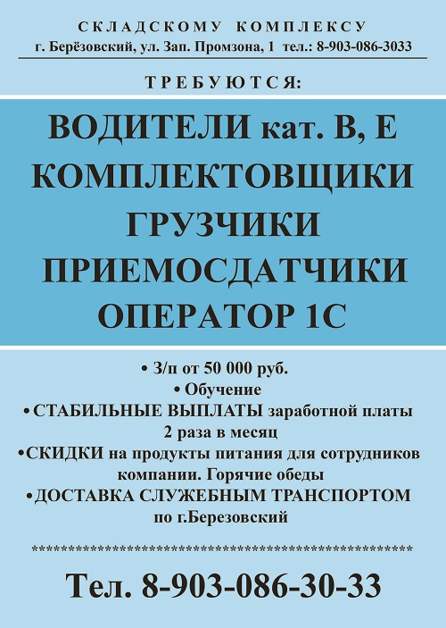 Макет листовки в автобусе Берёзовский